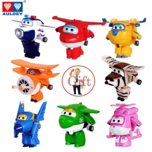 8PCS/Set AULDEY Super Wings Mini Airplane ABS Robot toys Action Figures Super Wing Transformation Jet Cartoon Children Kids Gift