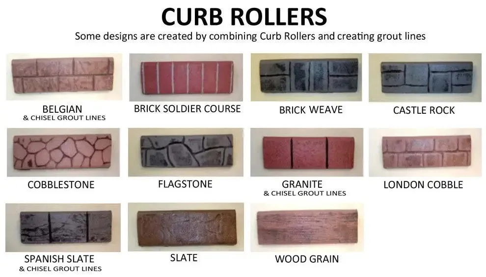 Concrete Curb & Border Stamp Rollers - 11 Pack