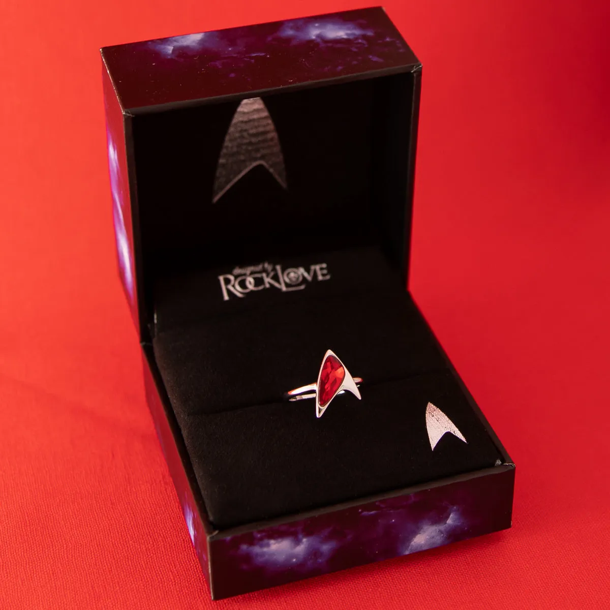 Star Trek X RockLove Red Crystal Delta Ring