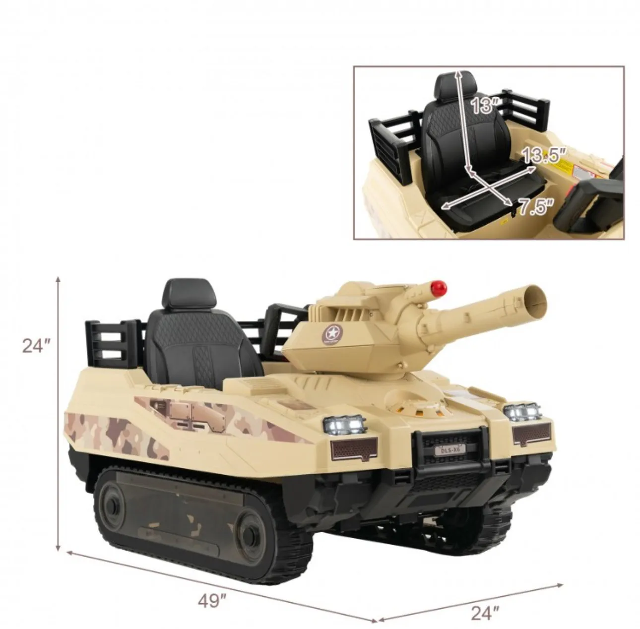 Super Cool 2025 Kids Ride On Car Military Tank 12V | Music | Rotatable Turret & 8 Missiles With 3 Speeds | Rubber Tracks | Lights | Great Seat | Ages 3-8