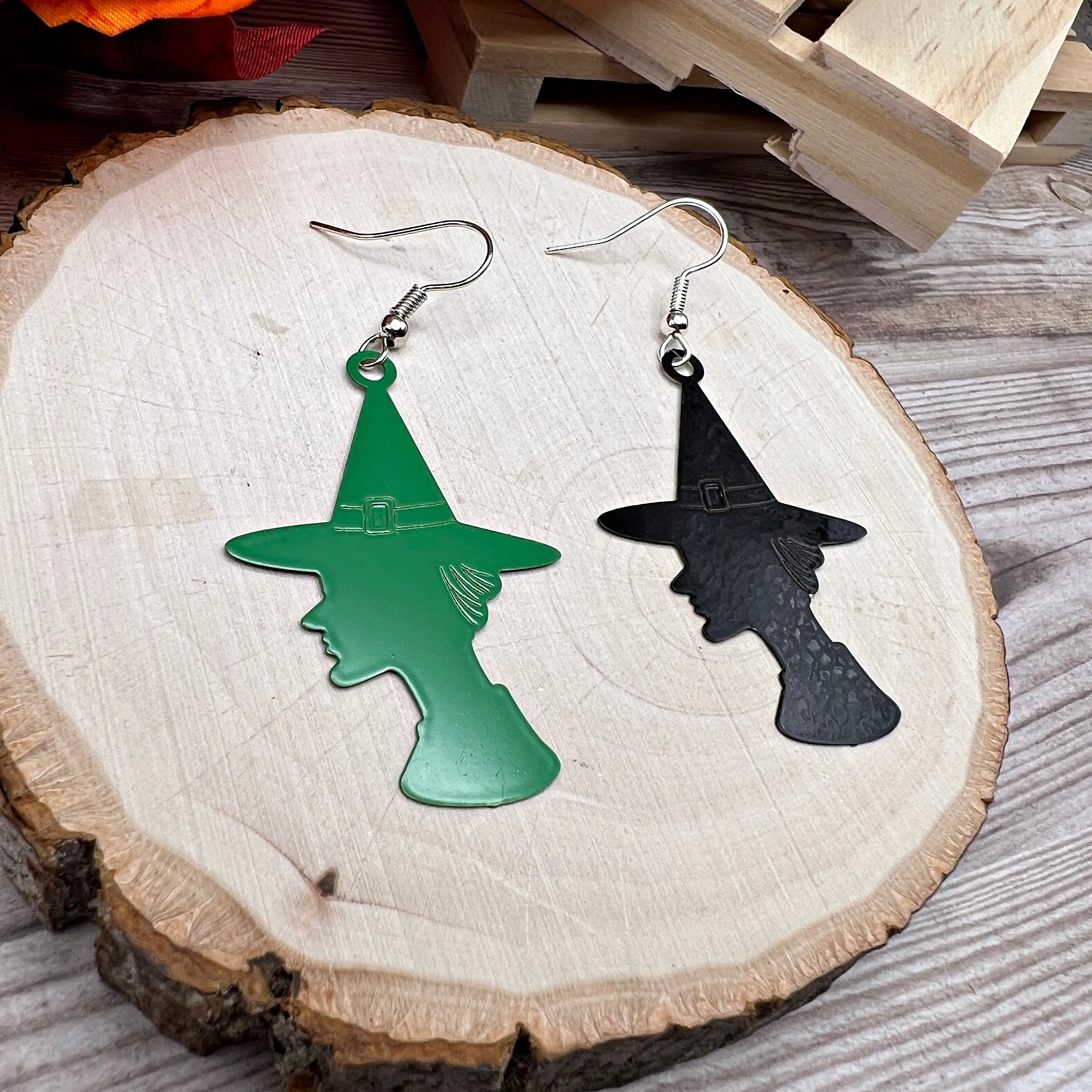 Wicked Witch Elphaba Brass Lightweight Hypoallergenic Earrings Halloween - Clearance