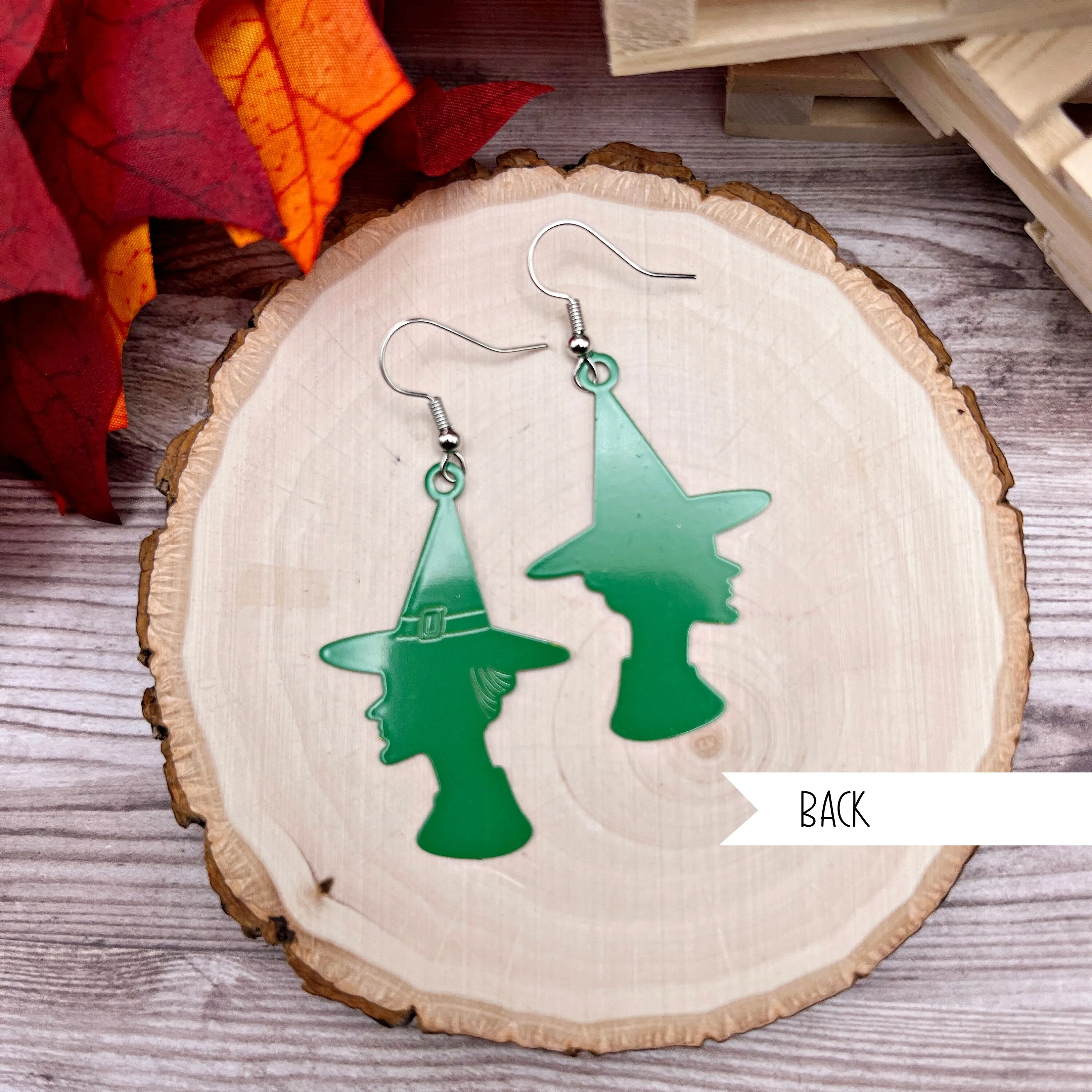 Wicked Witch Elphaba Brass Lightweight Hypoallergenic Earrings Halloween - Clearance