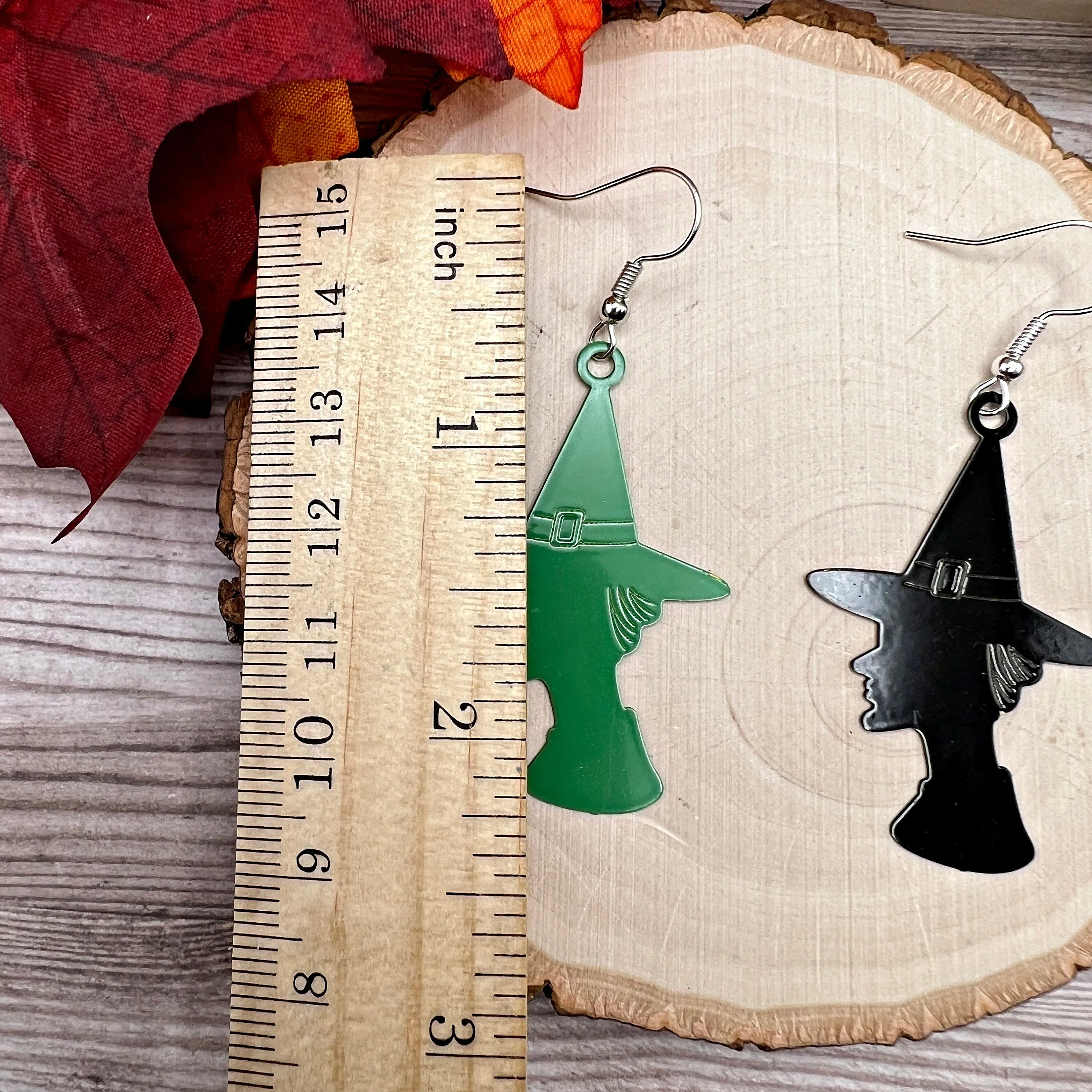 Wicked Witch Elphaba Brass Lightweight Hypoallergenic Earrings Halloween - Clearance